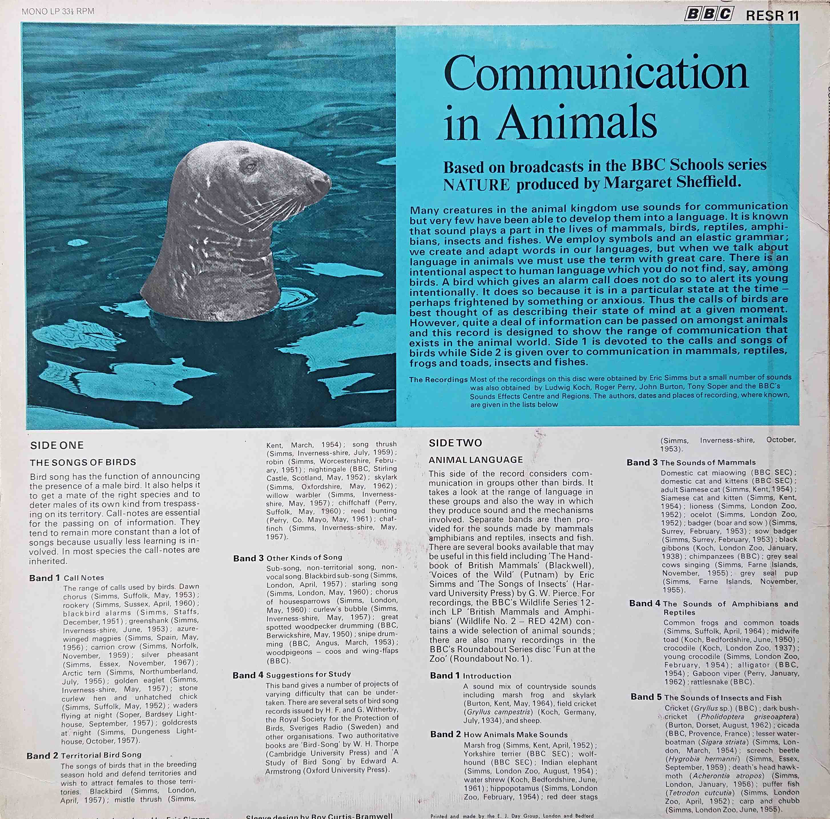 Picture of RESR 11 Communication in animals by artist Eric Simms from the BBC records and Tapes library